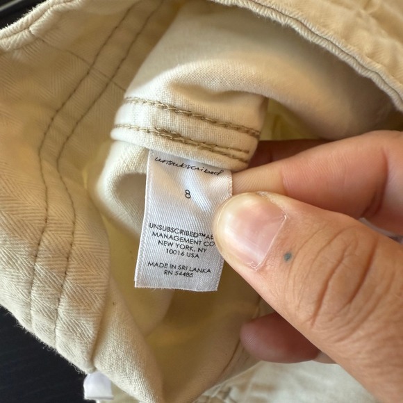 Unsubscribed Pleated Belted High Rise Shorts Cream Cotton Size 8 - Picture 8 of 11